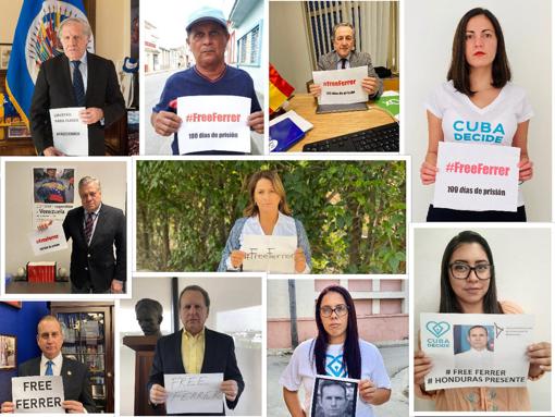 Imágenes de la campaña 100 días 100 voces pidiendo la liberación de Ferrer