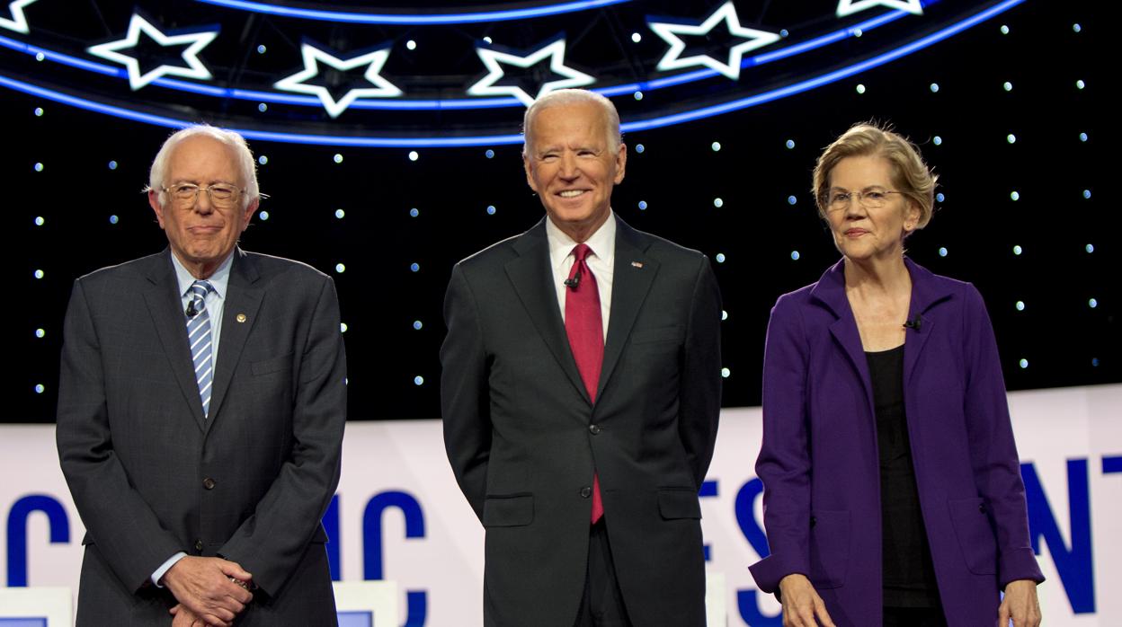 Bernie Sanders, Joe Biden y Elizabeth Warren