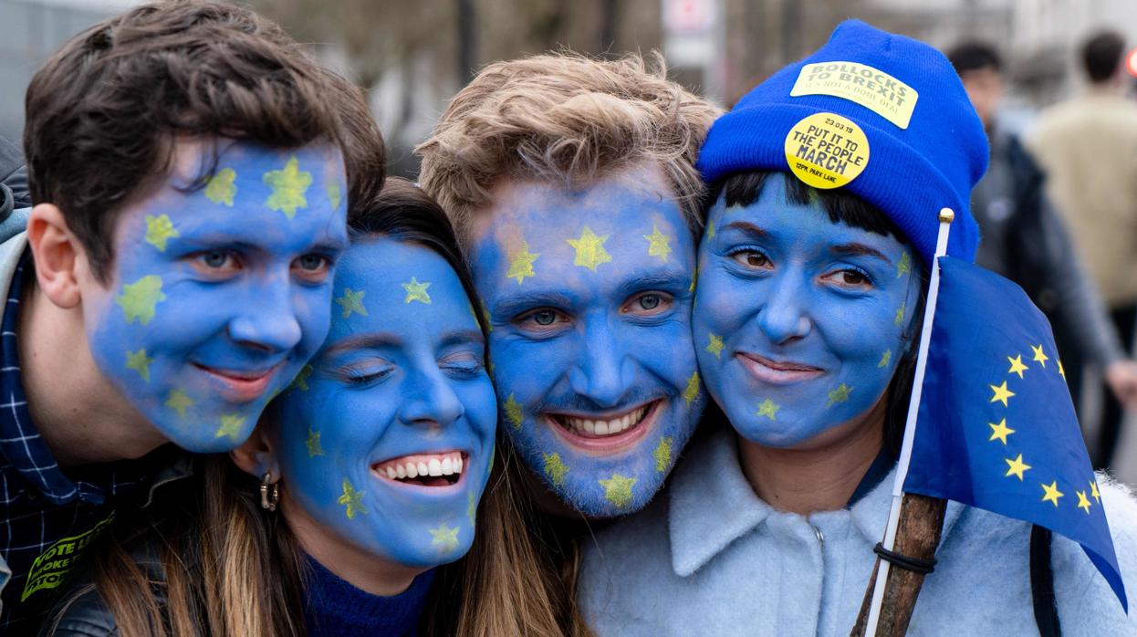 Partidarios de la Unión Europea durante una manifestación en Londres el pasado año