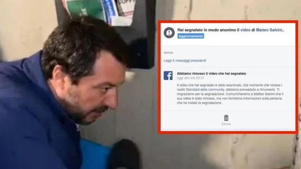 Facebook elimina de la página de Salvini un vídeo por «incitar el odio racial»