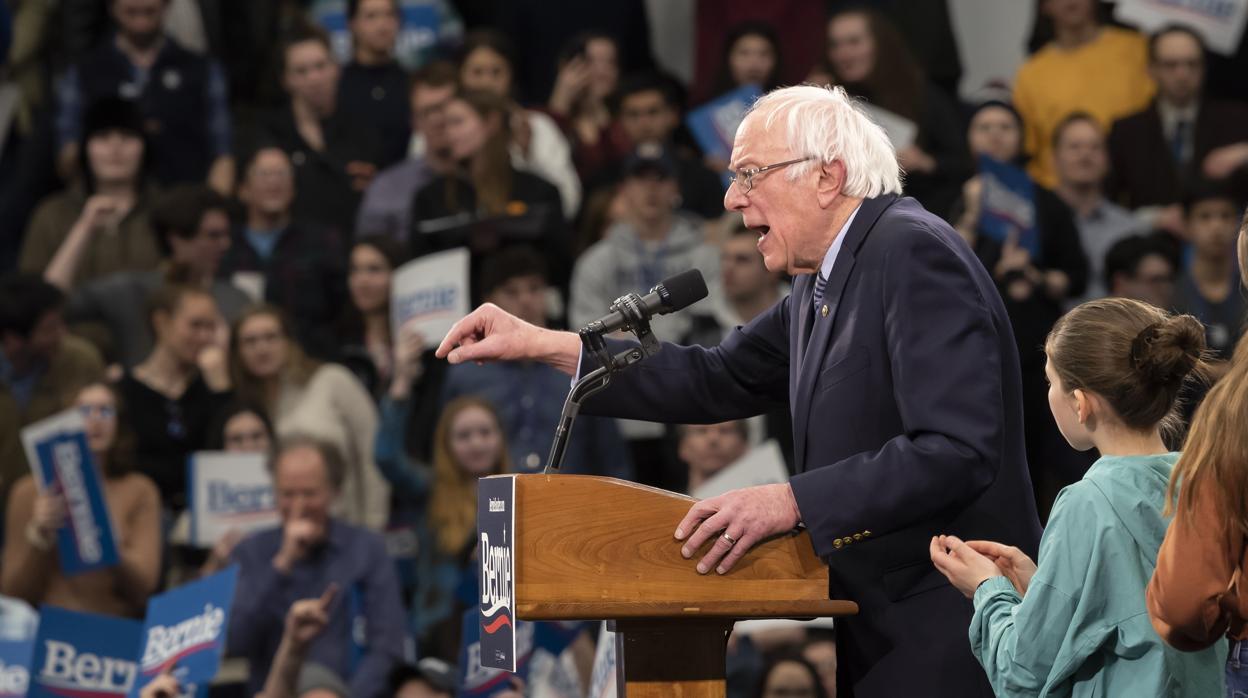 El candidato demócrata Bernie Sanders este martes en New Hampshire