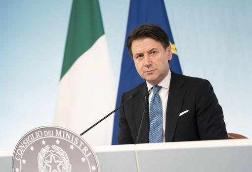 Giuseppe Conte, durante una rueda de prensa este mes de marzo