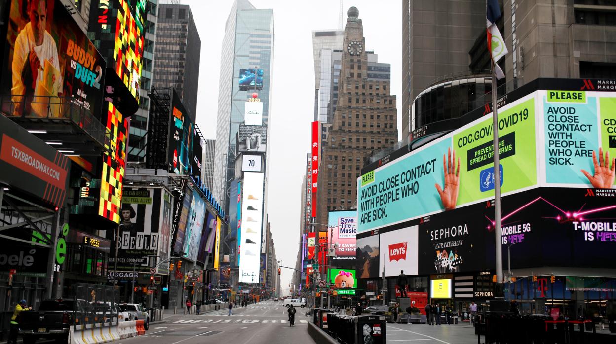 Mensaje de prevención en Times Square, en Nueva York