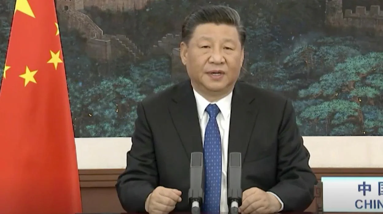 El presidente chino, Xi Jinping, durante su videoconferencia ante la OMS