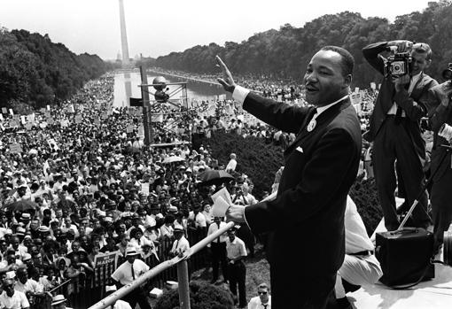 Martin Luther King, en el Lincoln Memorial tras la Marcha a Washington de 1963