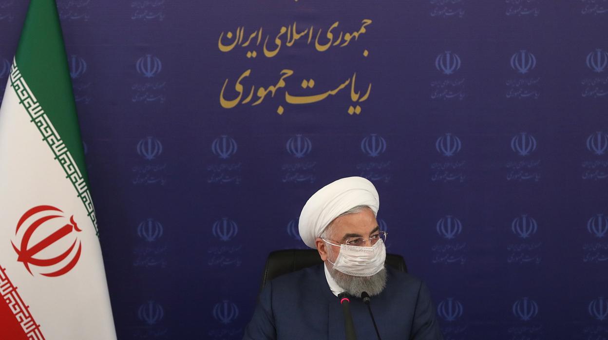 El presidente iraní, Hasán Rohani, durante el anuncio