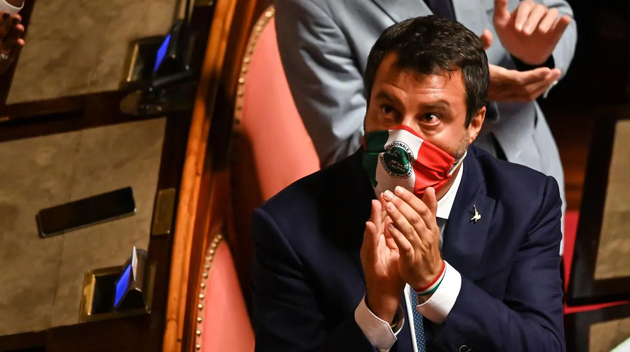 Matteo Salvini, tras su discurso en el Senado italiano este jueves