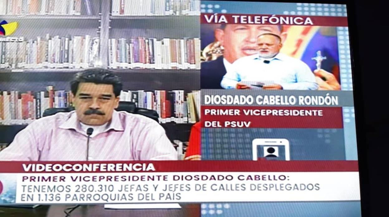 Pantallazo de la reunión entre Maduro y Cabello