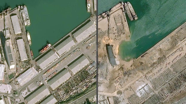 Antes y después: las imágenes que muestran la destrucción en el puerto de Beirut