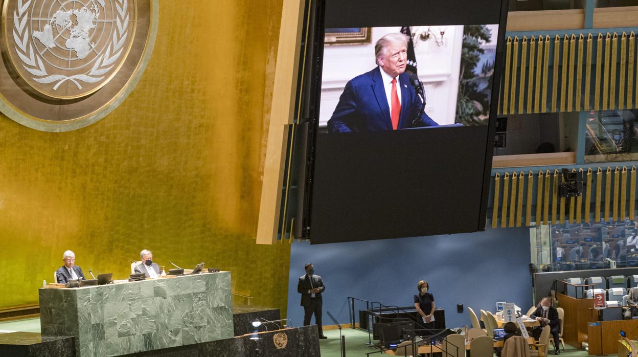 El presidente de Estados Unidos, Donald Trump, durante su comparecencia telemática ante la Asamblea General