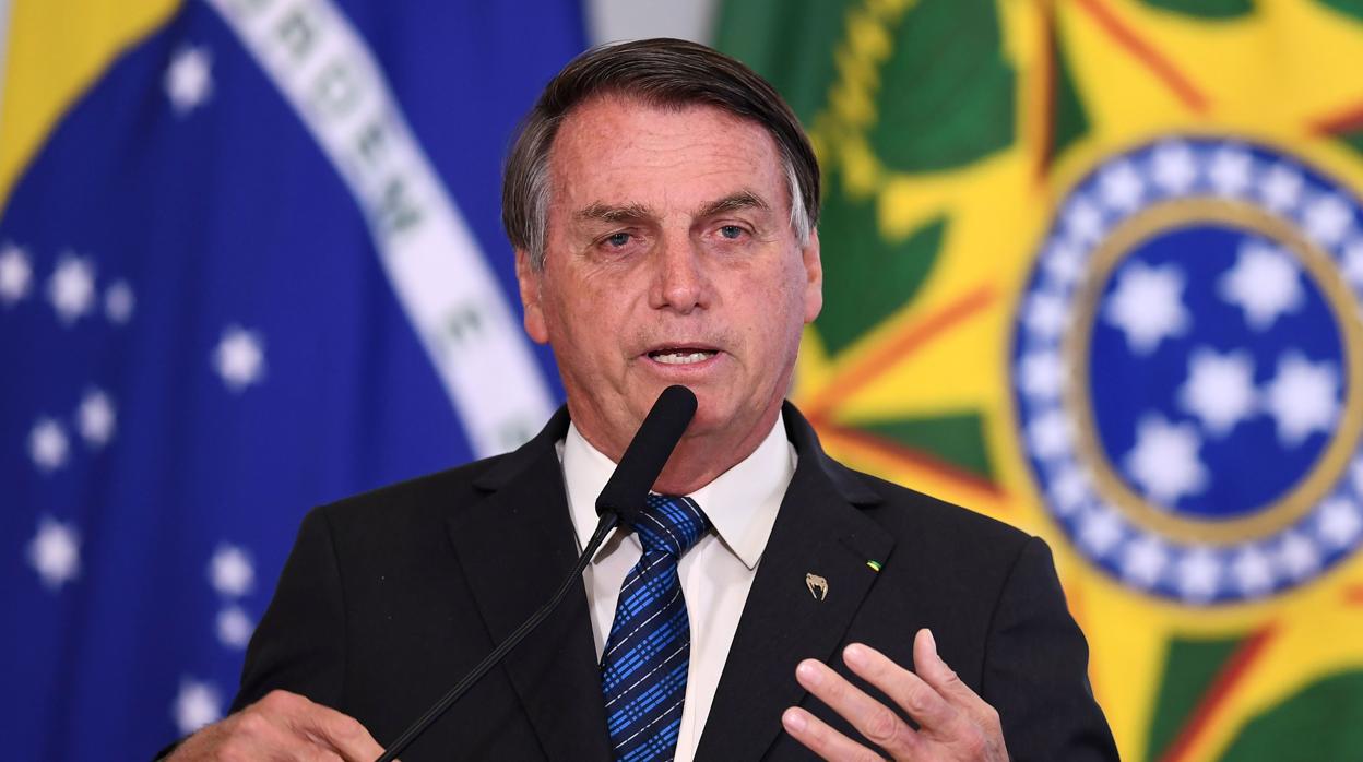 El presidente brasileño, Jair Bolsonaro, pronunciando un discurso el pasado 14 de octubre