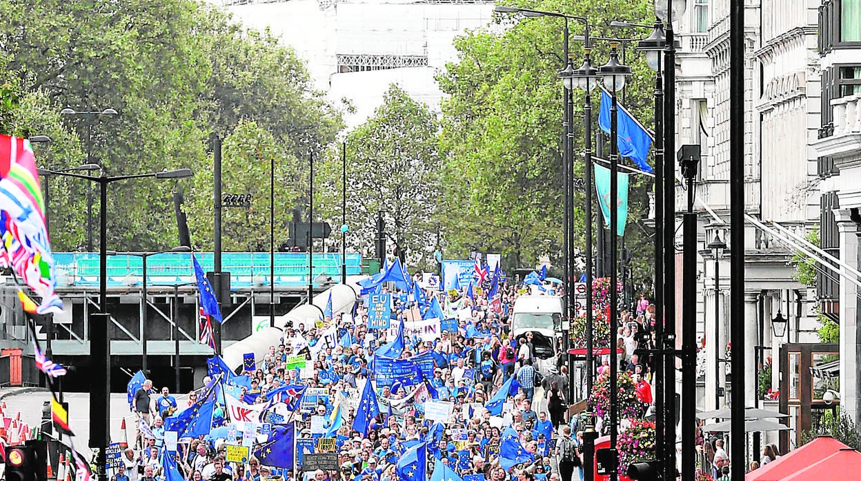 Manifestantes contra el Brexit, en Londres