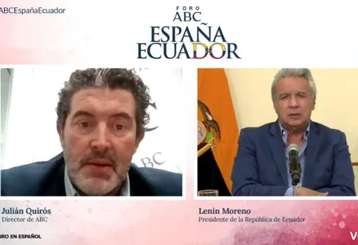El director de ABC, Julián Quirós, y el presidente de Ecuador