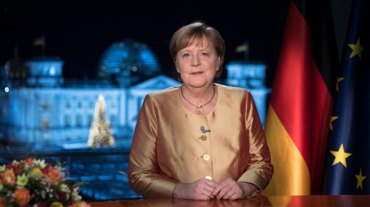 La canciller Angela Merkel, durante su discurso de Año de Nuevo