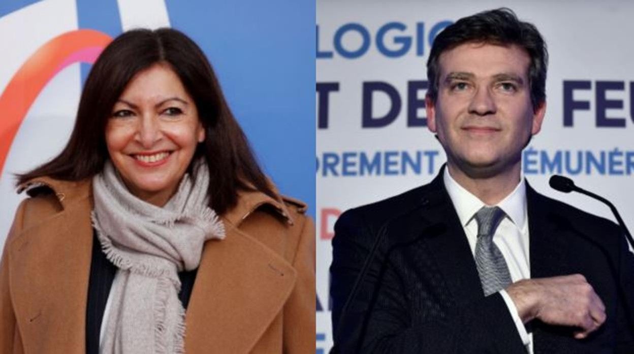 La alcaldesa de París, Anne Hidalgo y el exministro de Economía, Arnaud de Montebourg