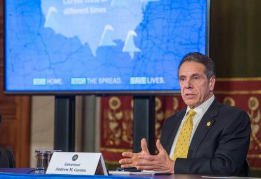Andrew Cuomo, durante una de sus múltiples comparecencias para dar cuenta de la gestión de la pandemia desde Albany, la capital del estado de Nueva York