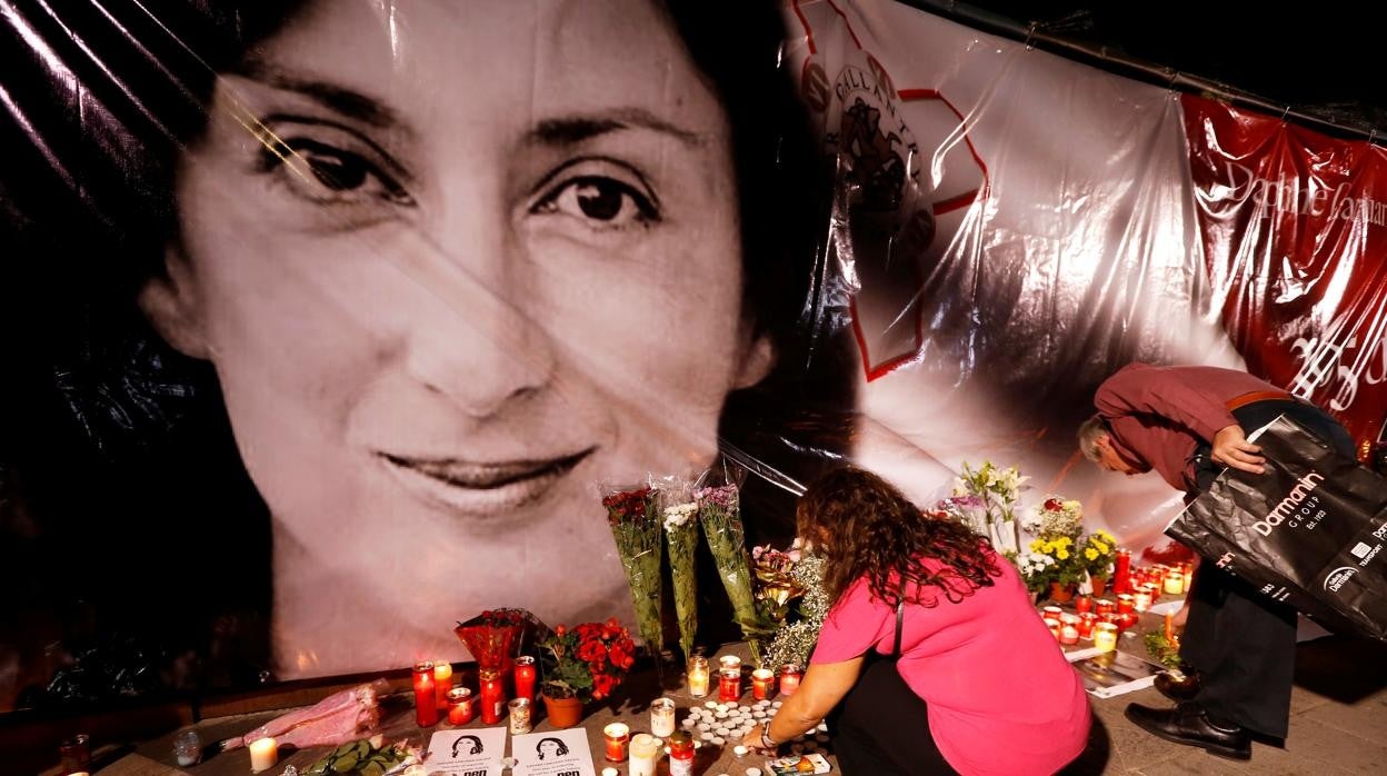 El mural en homenaje a la periodista de Malta Daphne Caruana Galizia asesinada en 2017