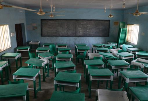 Una de las aulas del internado de Jangebe, vacía después del secuestro de las niñas