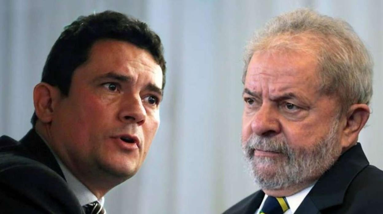 El juez Sergio Moro, exministro de Justicia de Bolsonaro, y el expresidente Lula