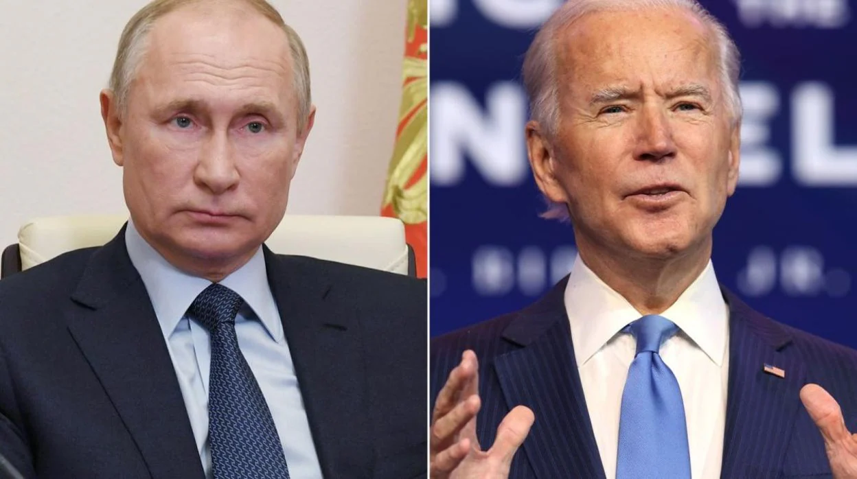 Vladímir Putin y Joe Biden (derecha)