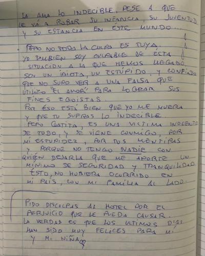 Contenido de la carta que dejó el hombre