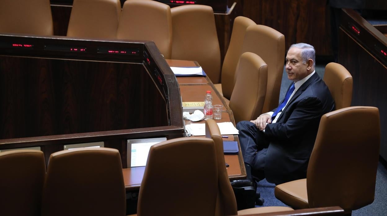 Benjamin Netanyahu tras su intervención en el Parlamento israelí