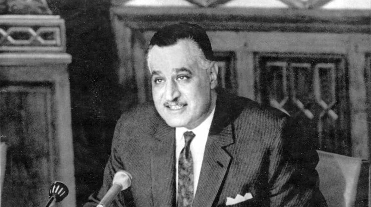 El presidente Nasser, en un momento de su intervención en 1958