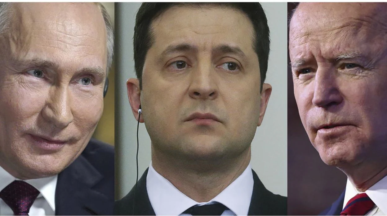Vladimir Putin, Volodymyr Zelensky y Joe Biden