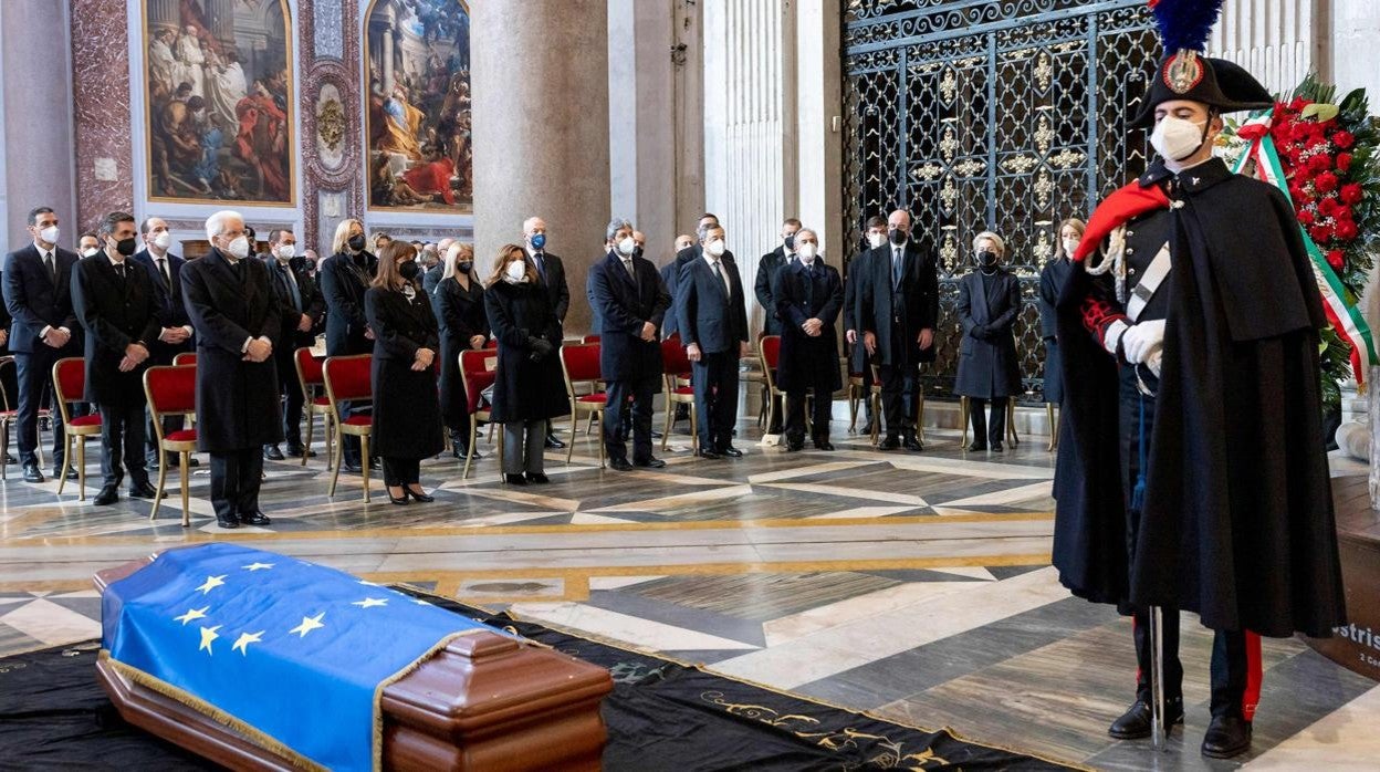 Funeral de Estado para despedir al presidente del Parlamento Europeo, David Sassoli, en la basílica de Santa María de los Ángeles en Roma