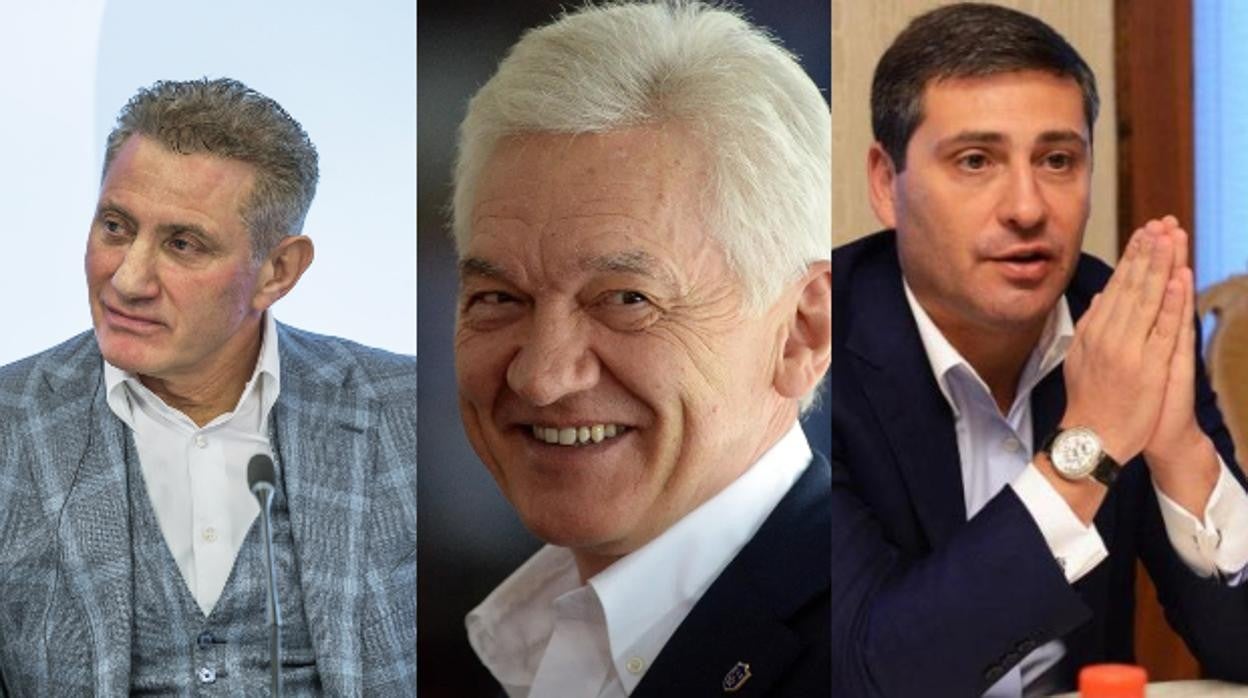 De izquierda a derecha, Boris Rotenberg, Gennady Timchenko e Igor Rotenberg