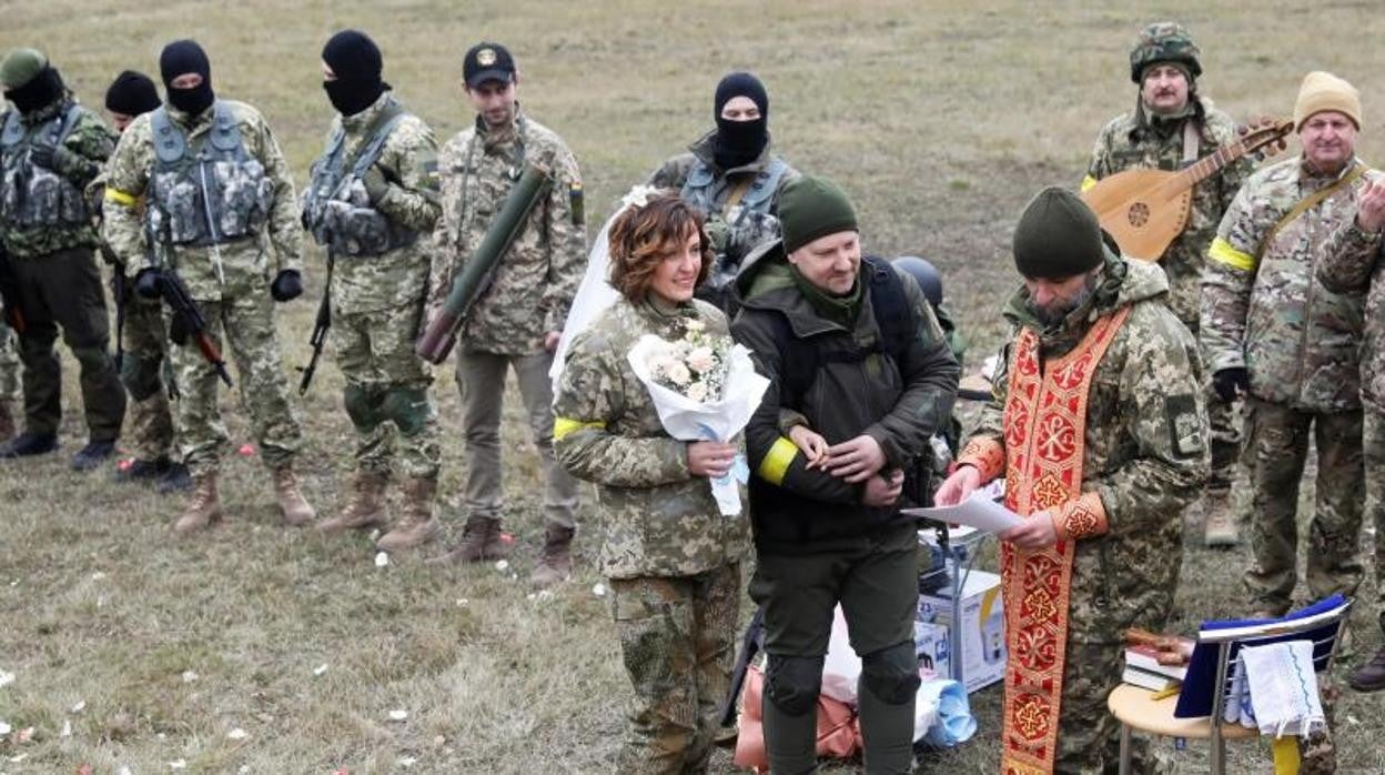 Lesya Filimonova y Valeriy Filimonov en su boda