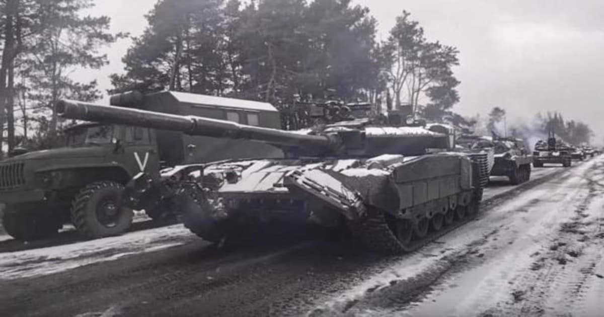 Columna de tanques rusos en Ucrania
