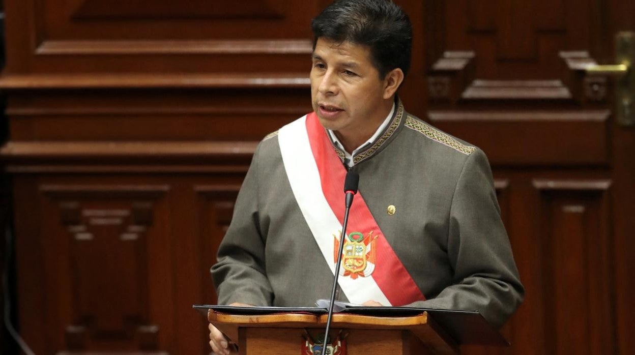 El presidente Pedro Castillo, en el Congreso este lunes