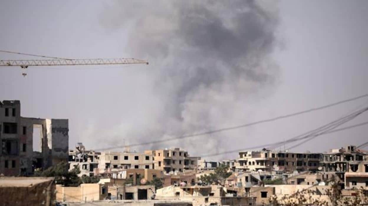 Efectos de una bomba de fósforo blanco en Siria, en 2017