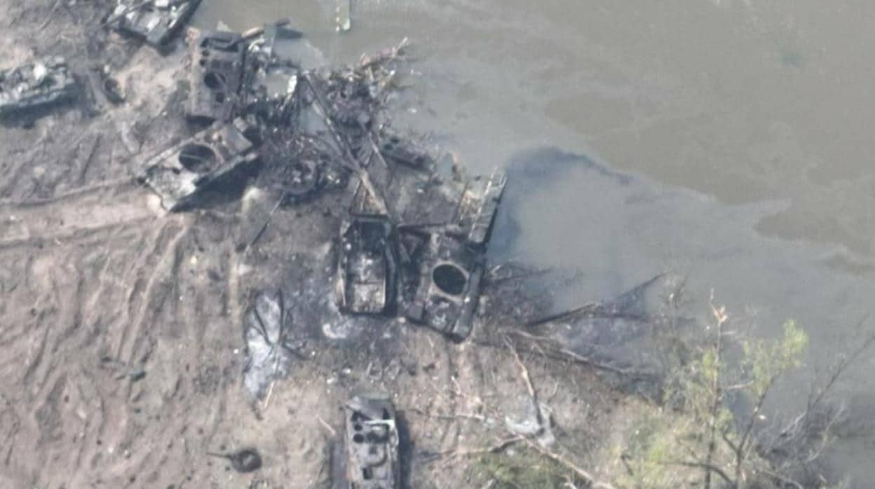 Una de las imágenes de los acorazos destruidos en el Donbass