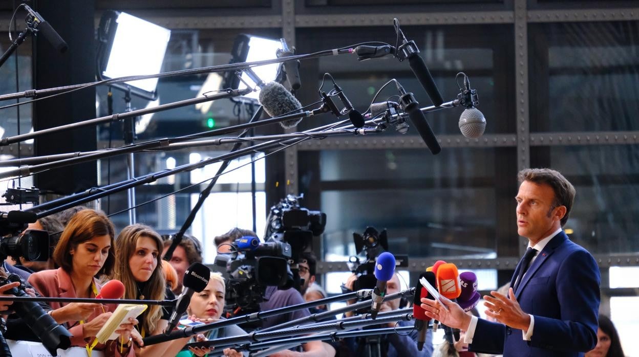 Emmanuel Macron a su llegada al último Consejo Europeo