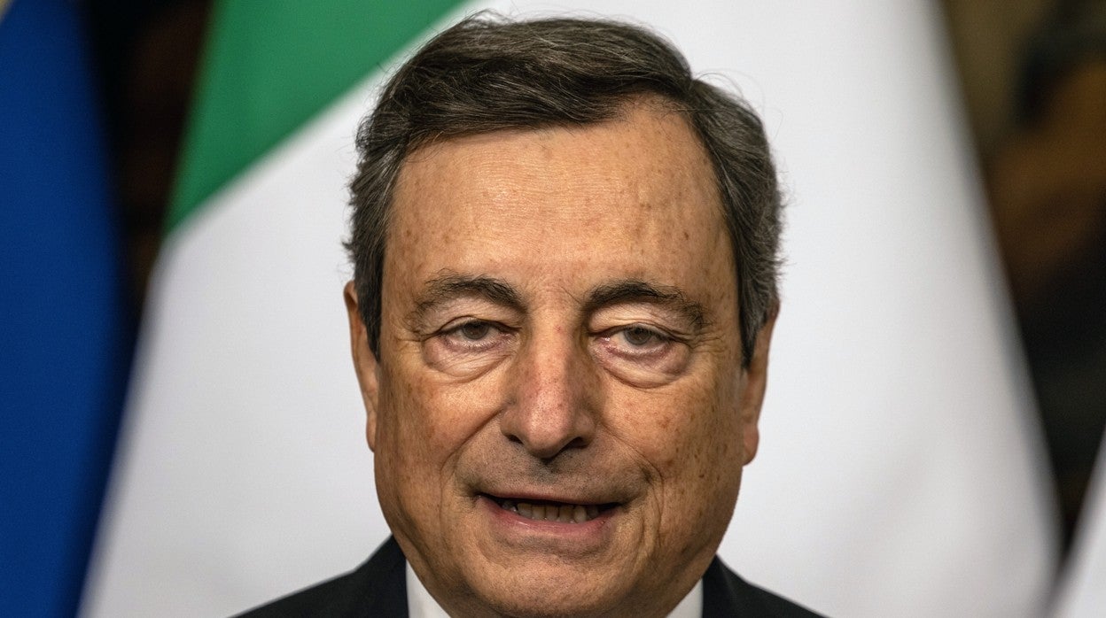 Mario Draghi, primer ministro italiano, durante un discurso