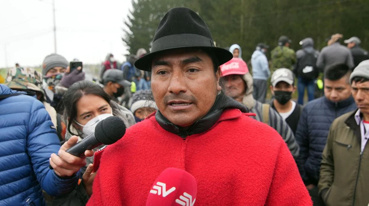 El presidente de la Confederación de Nacionalidades Indígenas del Ecuador (Conaie), Leonidas Iza
