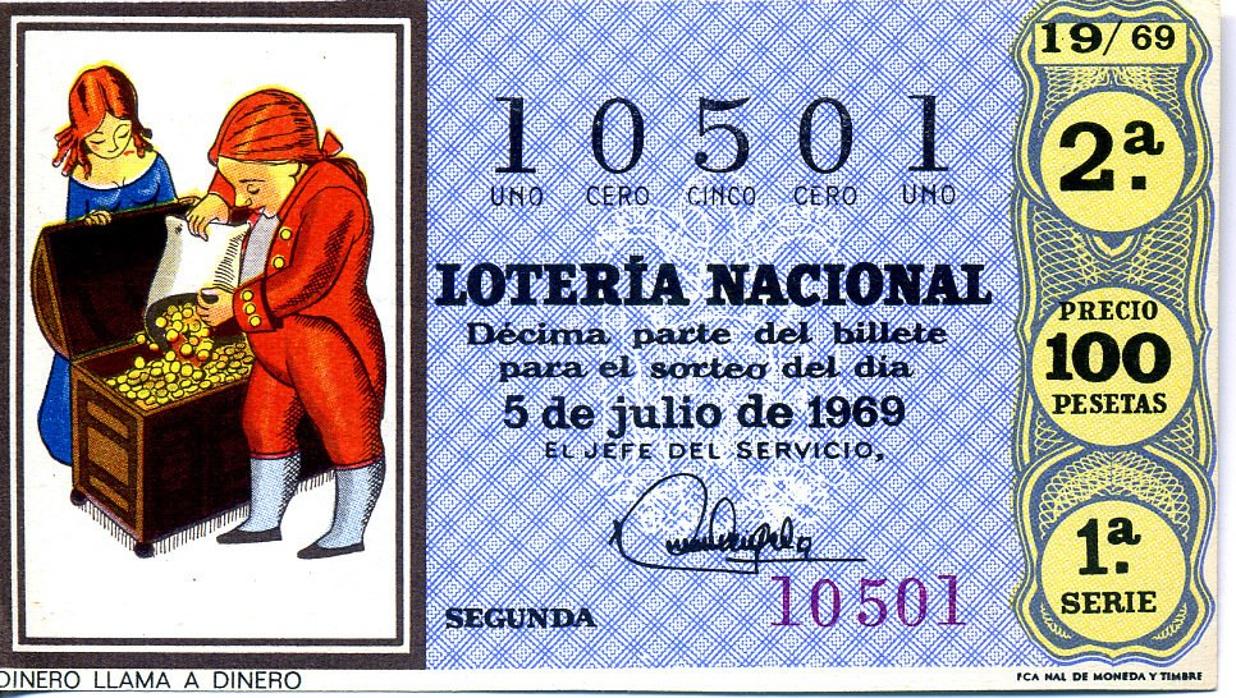 Billete de lotería de 1969 de la serie sobre «El refranero popular»