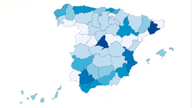 El mapa de la España sin suerte