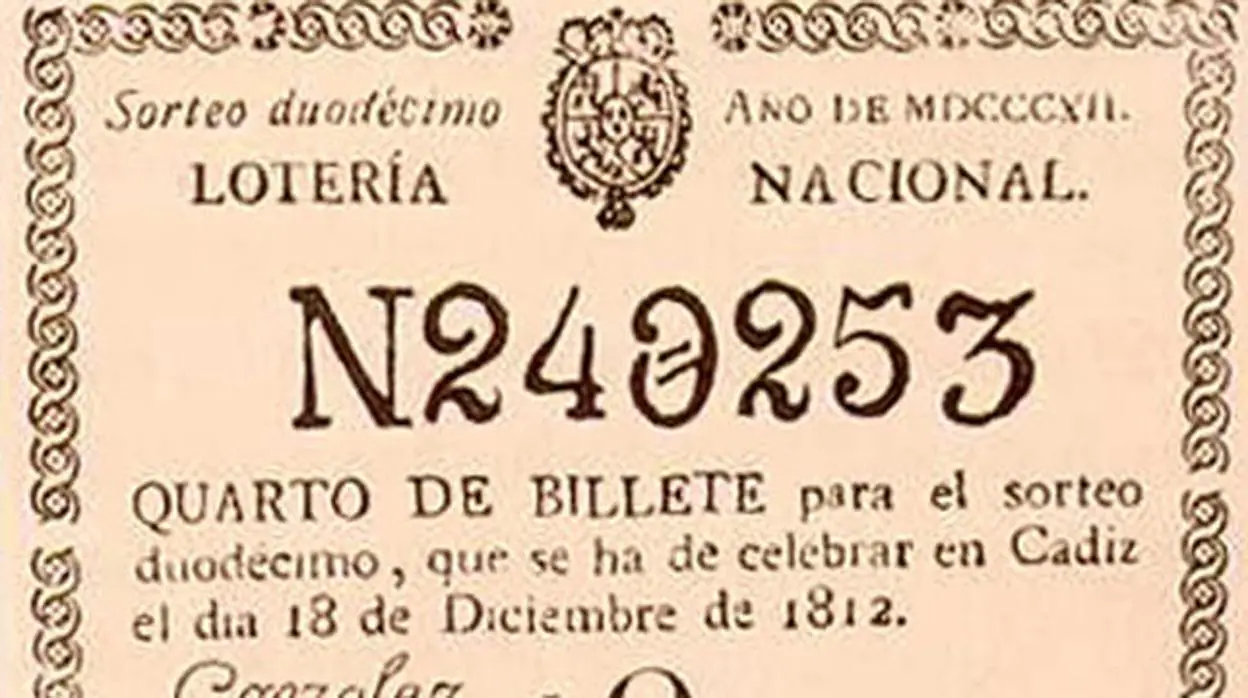 Un décimo de Lotería de 1812