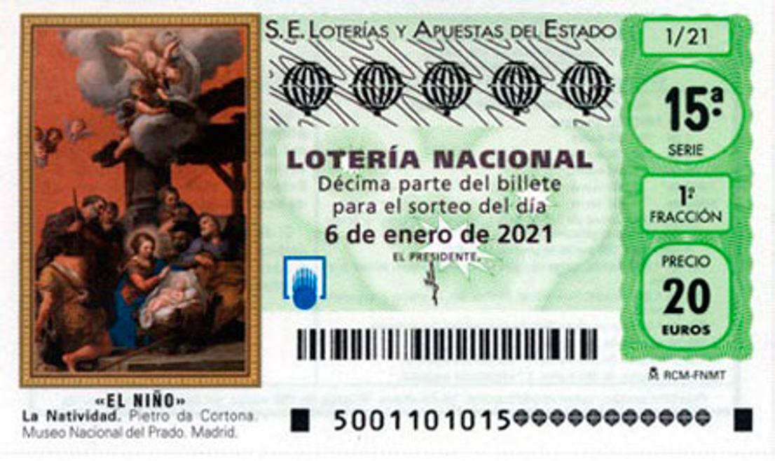 Imagen del décimo de la Lotería del Niño 2021