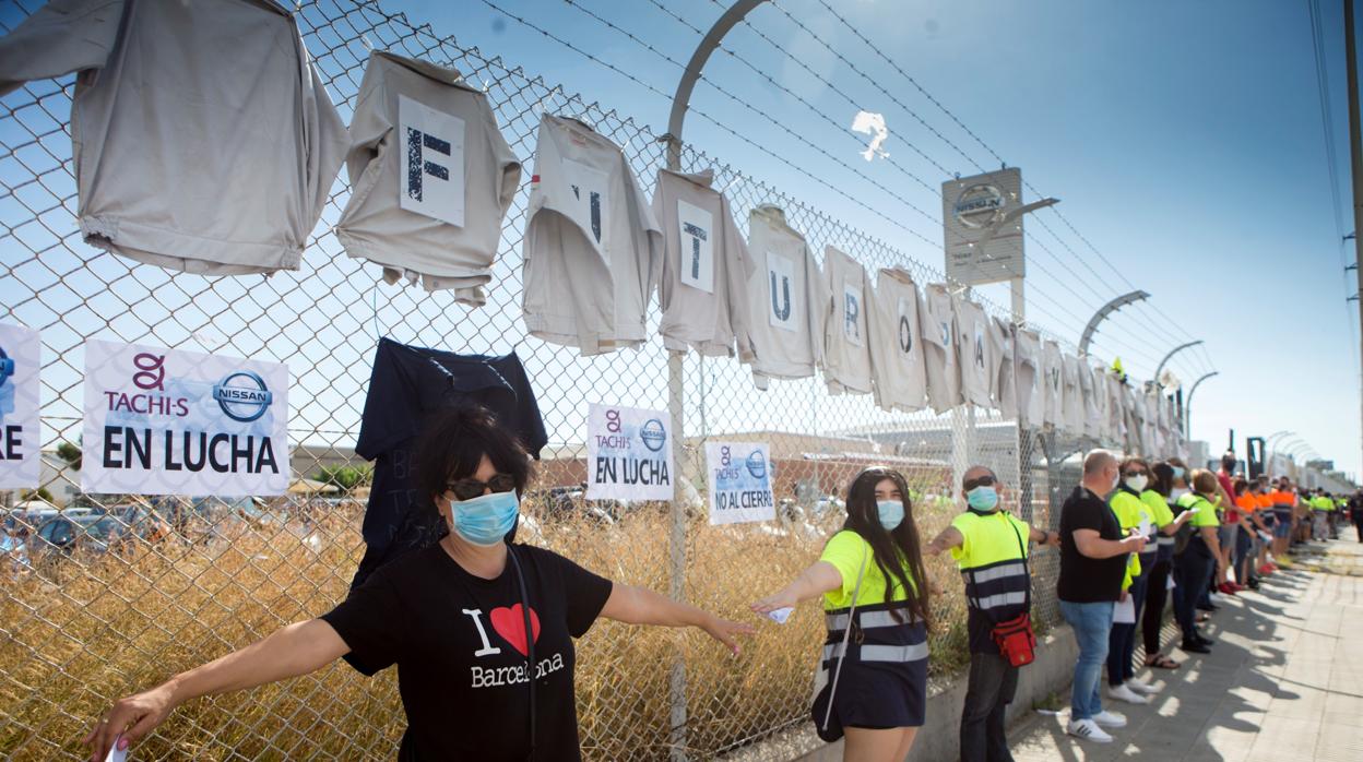 Protesta de trabajadores de Nissan en Barcelona