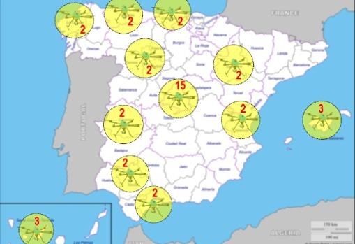 Mapa de los drones de la Dirección General de Tráfico