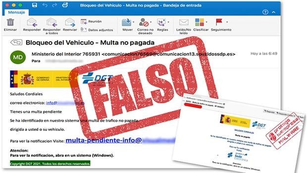 La DGT alerta del envío masivo de multas falsas por correo electrónico