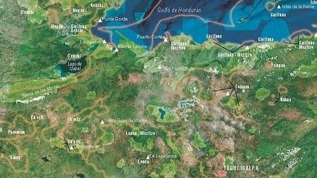 Mapa «Pueblos indígenas, Áreas protegidas y ecosistemas naturales de Centroamérica»