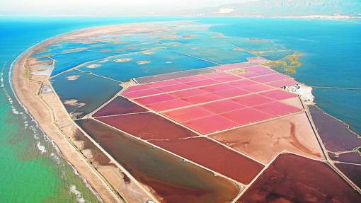 Foto aérea del delta del río Ebro