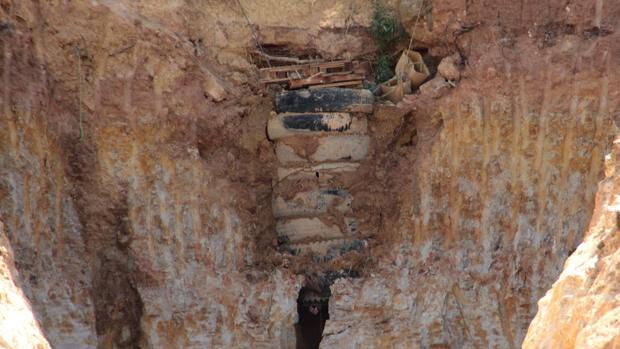 Aspecto del pozo excavado junto a la ermita de Valderrey