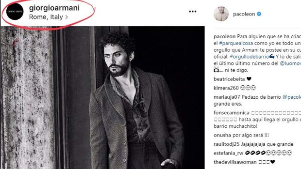 Paco León presume de barrio, Alcosa, posando para Armani