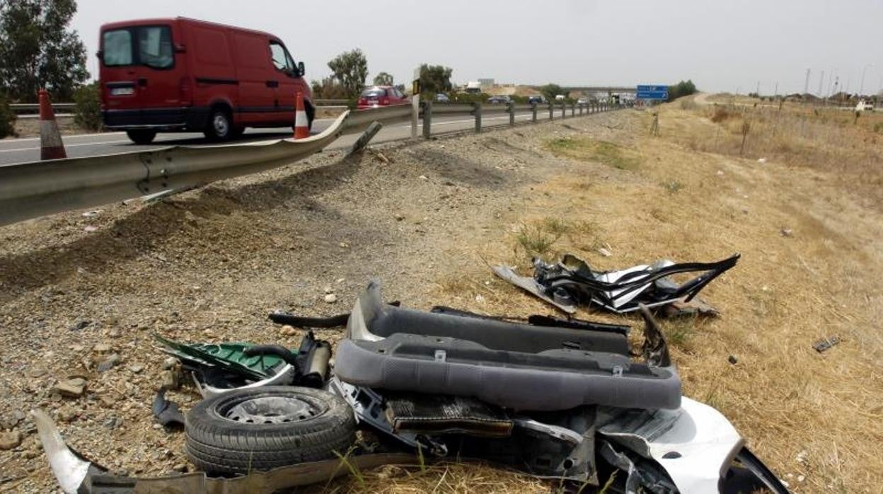 Restos de un accidente de tráfico